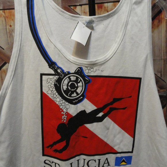 Suba Diver St Lucia Divers Flag Tank~EUC~Summer wear~ - Picture 2 of 3